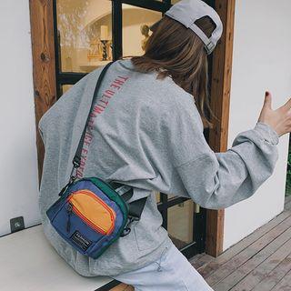 Colored Panel Nylon Crossbody Bag