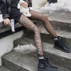 Lettering Mesh Tights