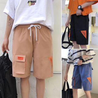Lettering Pocket Detail Drawstring Shorts