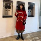 Woolen Toggle Coat / Plaid Skirt