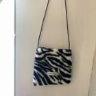 Zebra Print Fleece Crossbody Bag Black & White - One Size