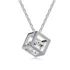Caged Rhinestone Pendant Alloy Necklace Pendent & Chain - Silver - One Size