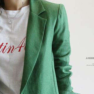 Snap-button Linen Blazer