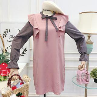 Mock Two-piece Bell-sleeve Mini Dress