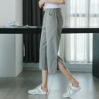 Band-waist Slit-side Cropped Pants