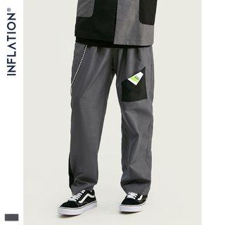 Colorblock Straight-cut Dress Pants