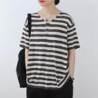 Button Striped Short-sleeve Knit-top