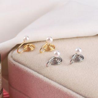 Faux Pearl Spiral Alloy Earring