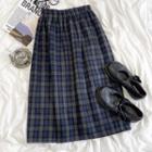 High-waist A-line Plaid Midi Skirt