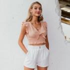 Sleeveless Bow Accent Cropped Top