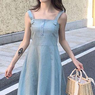 Plain Single-breasted Camisole Dress/plain Sheer Jacket