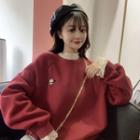 Embroidered Long Sleeve Sweatshirt / Lace Long Sleeve Top