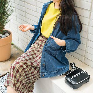 Plus Size Washed Denim Jacket