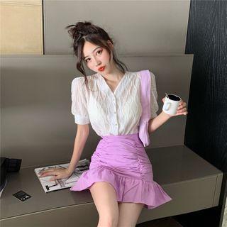 V Collar Lace Top / Skirt