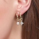 Faux Pearl Rhinestone Star Dangle Earring 1 Pair - 01 - Wg00005 - Kc Gold - One Size