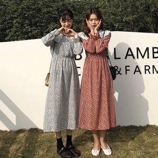 Lace-collar Floral Shirtdress