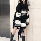 Contrast Striped Loose Sweater As Shown In Figure - One Size