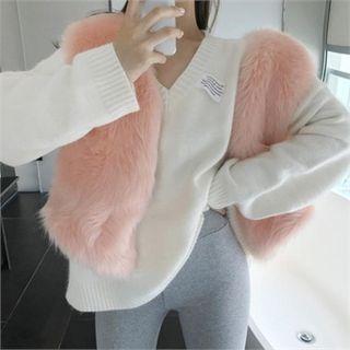 Faux-fur Vest Pink - One Size