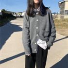 Pocket Front Knit Cardigan Dark Gray - One Size