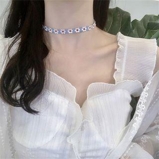 Embroidered Flower Choker As Shown In Figure - One Size