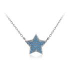 925 Sterling Silver Fashion Simple Star Blue Cubic Zircon Necklace Silver - One Size