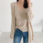 Set: Punched Long Cardigan + Knit Tank Top