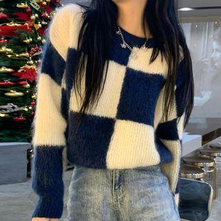 Two Tone Sweater Blue & White - One Size