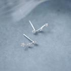 Rose Ear Stud 1 Pair - Silver - One Size