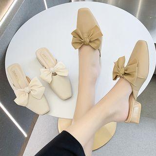 Bow Accent Low-heel Mules