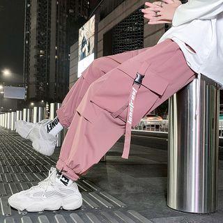 Lettering Strap Cargo Jogger Pants