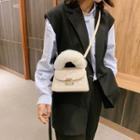 Furry Top Handle Quilted Crossbody Bag