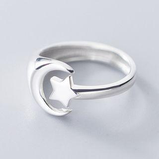 Crescent Star Open Ring S925 Silver - Ring - Silver - One Size