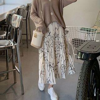 Floral Chiffon A-line Midi Pleated Skirt