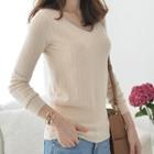 V-neck Ribbed Sweater In 6 Colors