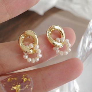 Alloy Faux Pearl Earring 1 Pr - Gold - One Size
