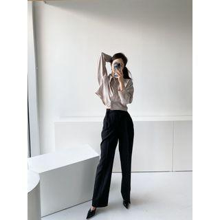 Dip-back Cropped Boxy Blouse