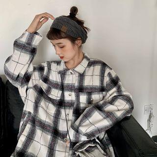 Plaid Oversize Shirt White - One Size