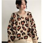 Leopard Pattern Boxy Knit Pullover