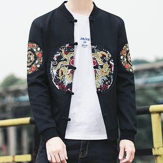 Embroidered Frog-buttoned Jacket