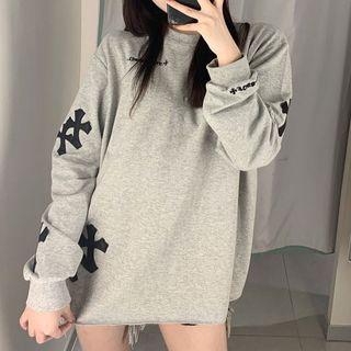 Cross Applique Pullover As Shown In Figure - One Size
