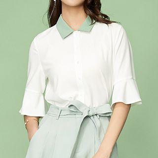 Elbow-sleeve Chiffon Shirt
