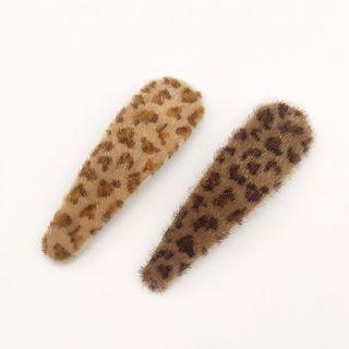 Leopard Print Faux Fur Hair Clip