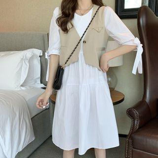 Elbow Sleeve A-line Dress / Vest