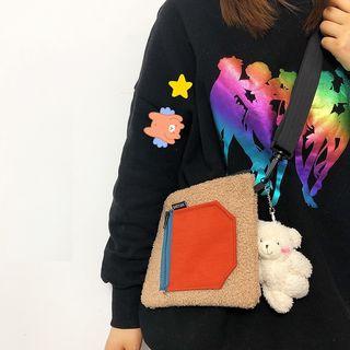 Faux Shearling Panel Crossbody Bag / Doll / Set