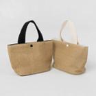Snap-button Raffia Tote Bag