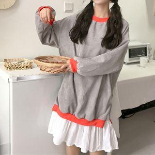 Mock Two-piece Long-sleeve Sweat Dress
