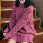 Cable Knit Sweater / Mini Pencil Skirt