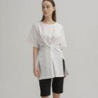 Snap-button Longline T-shirt White - One Size