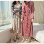 Light Knit Cardigan / Floral Chiffon Dress