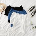 Plain Ruffled Short-sleeve Cropped Top
